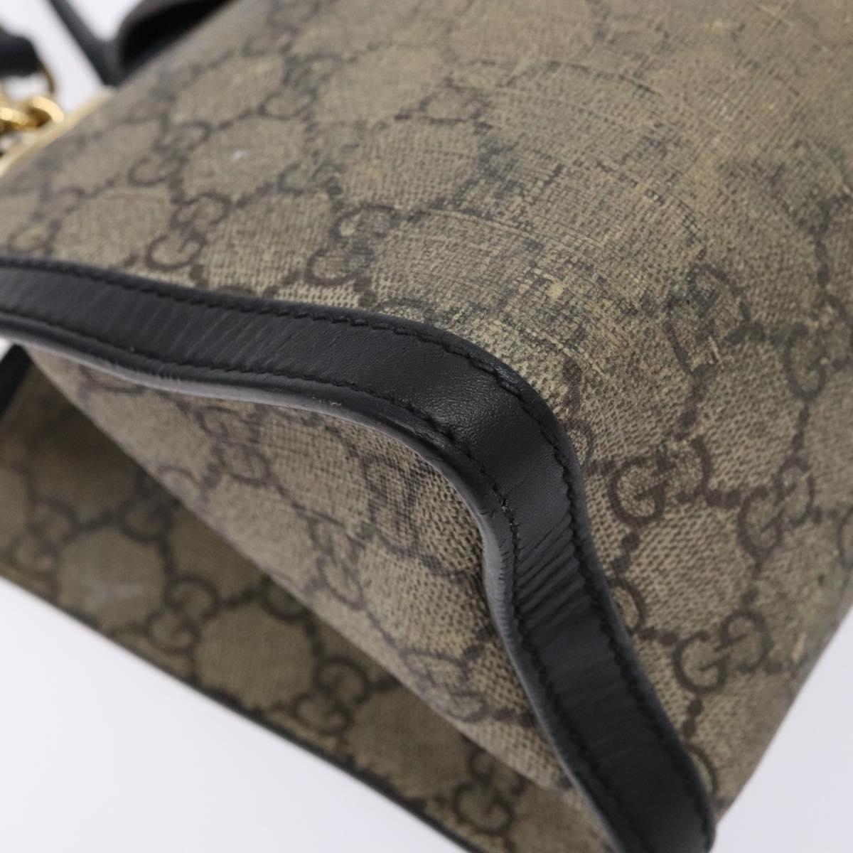 GUCCI GG Supreme Chain Shoulder Bag PVC Beige Gold 498156 Auth bs28269
