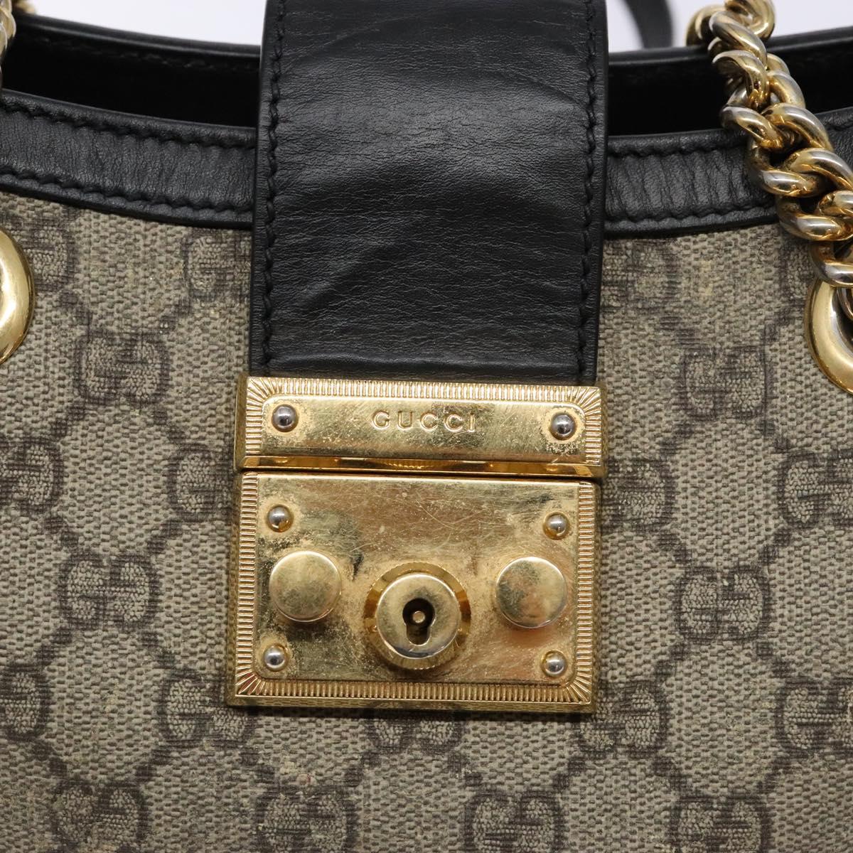 GUCCI GG Supreme Chain Shoulder Bag PVC Beige Gold 498156 Auth bs28269