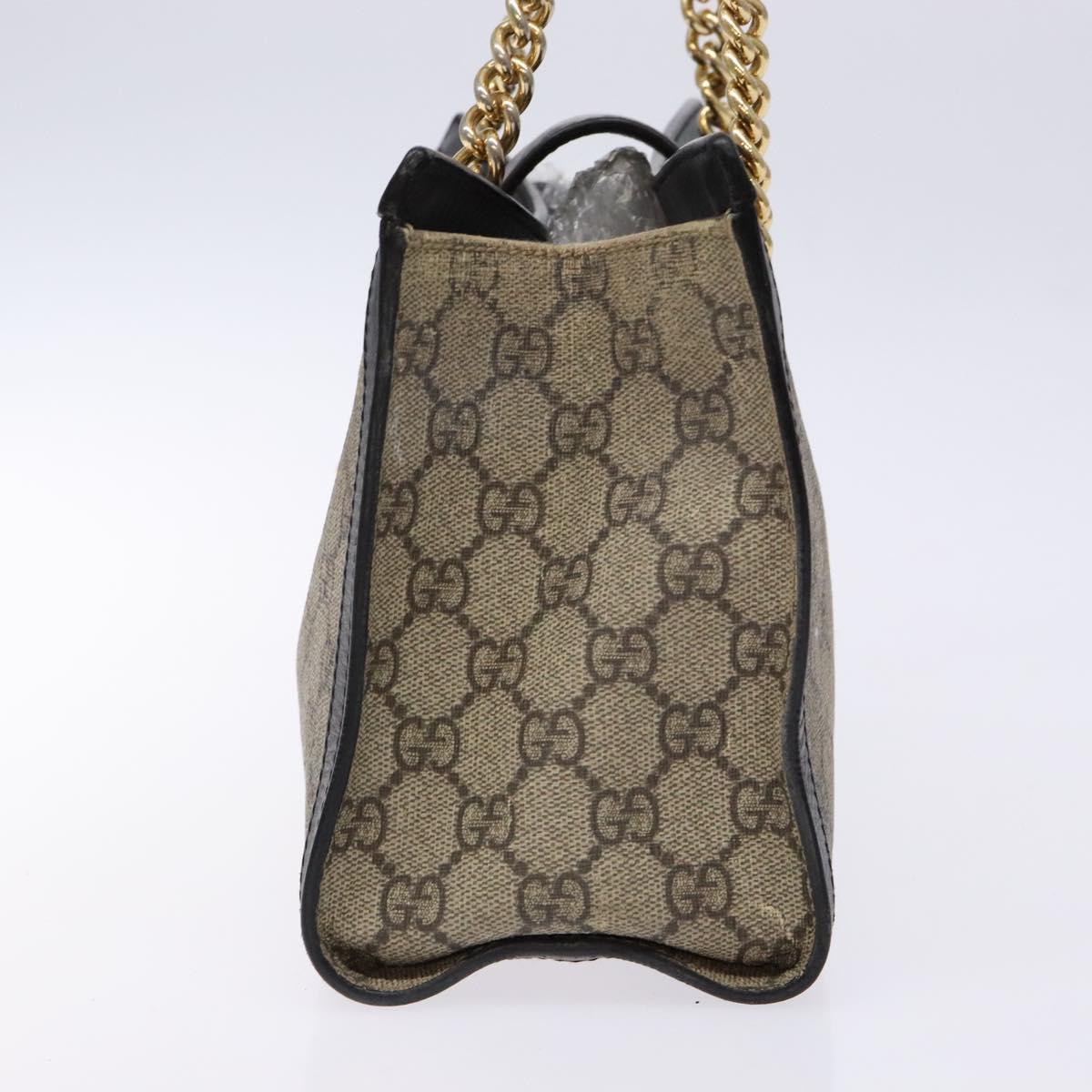 GUCCI GG Supreme Chain Shoulder Bag PVC Beige Gold 498156 Auth bs28269
