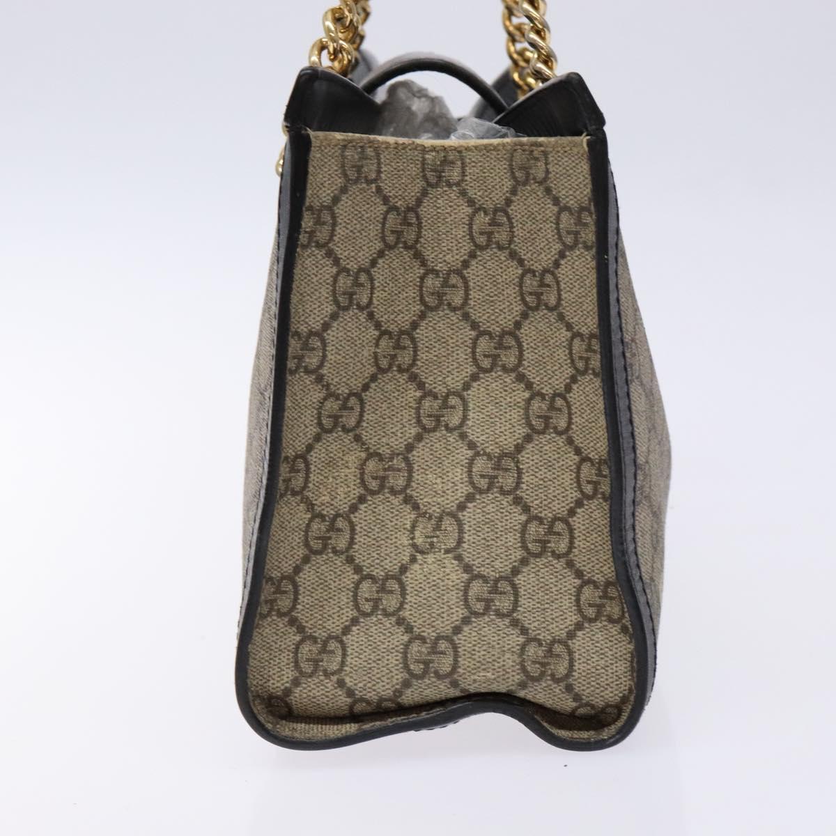 GUCCI GG Supreme Chain Shoulder Bag PVC Beige Gold 498156 Auth bs28269