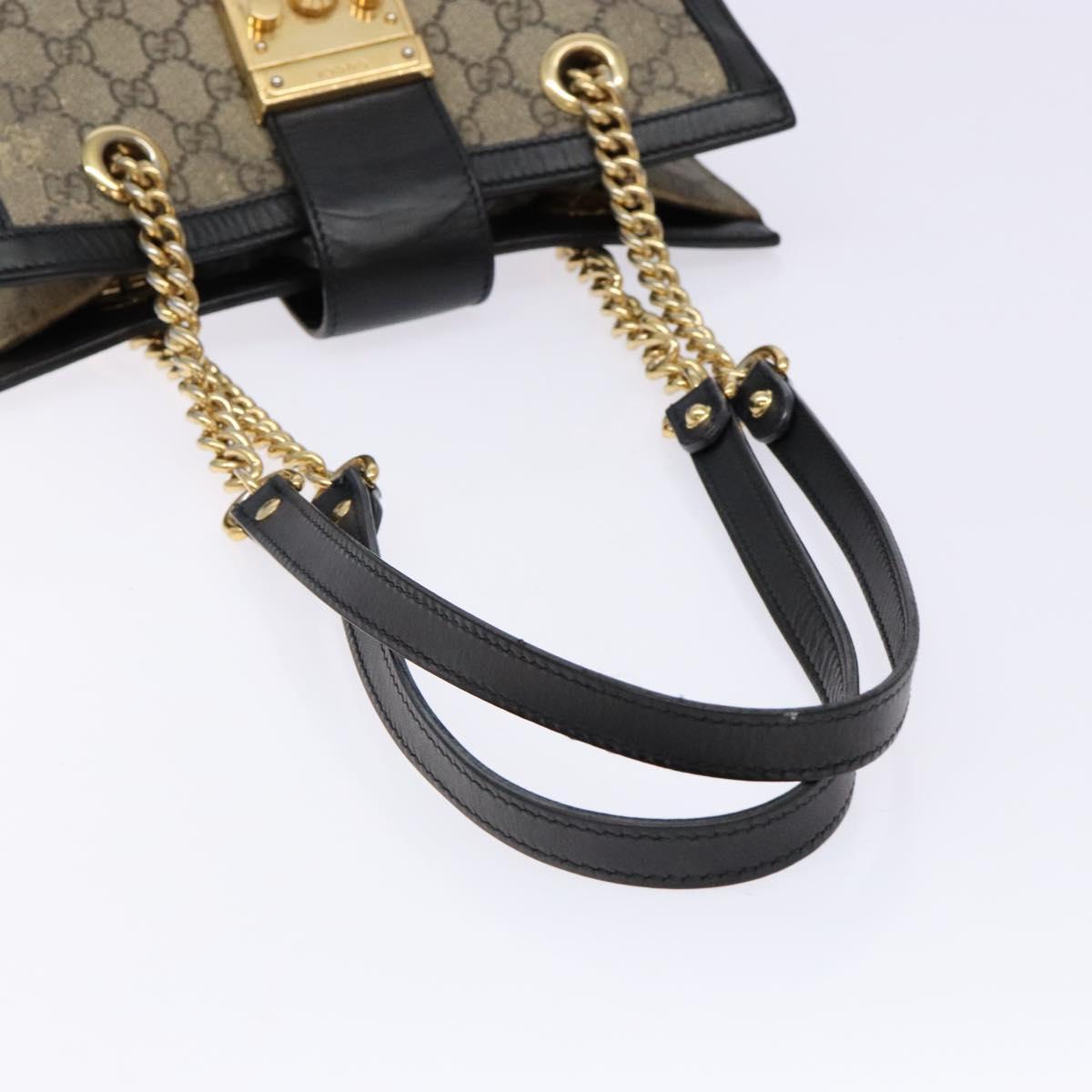 GUCCI GG Supreme Chain Shoulder Bag PVC Beige Gold 498156 Auth bs28269