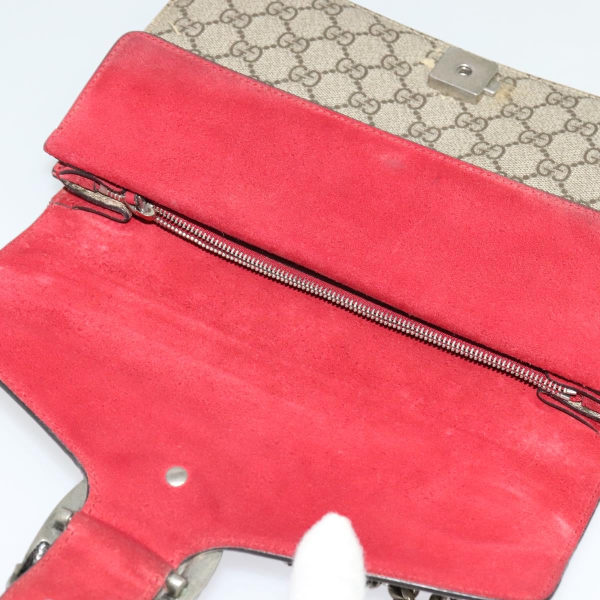 GUCCI GG Supreme Chain Dionysus Bag PVC Beige Silver 400249 Auth bs28270