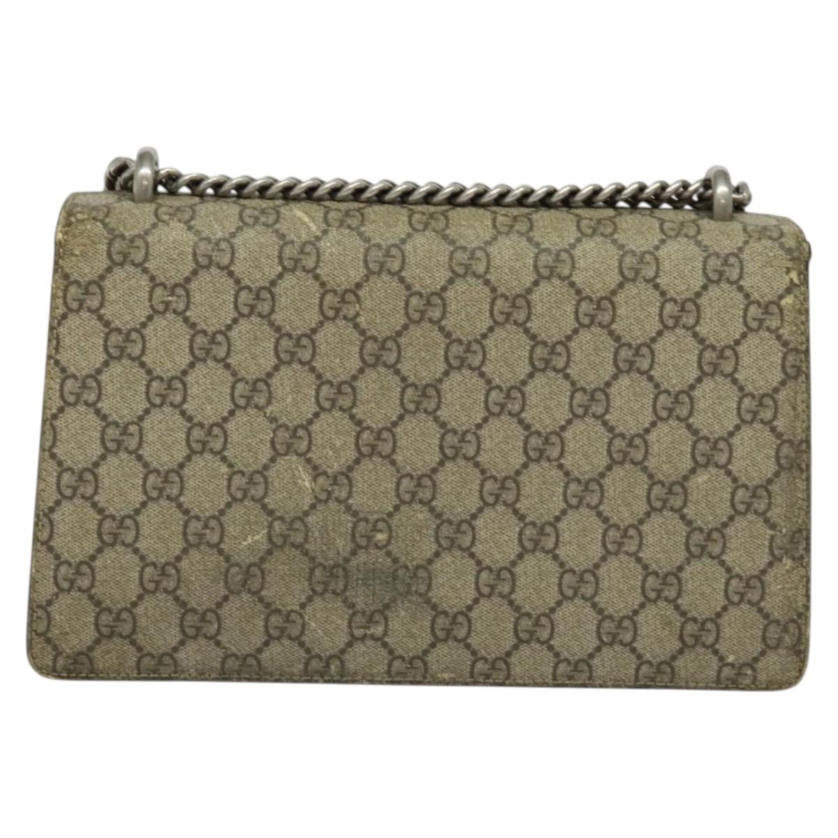 GUCCI GG Supreme Chain Dionysus Bag PVC Beige Silver 400249 Auth bs28270