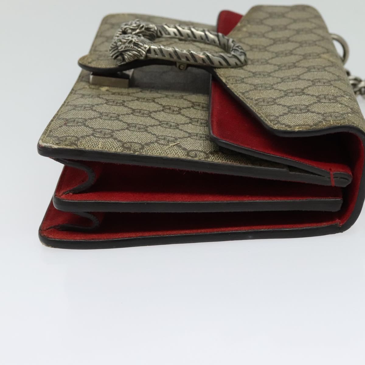 GUCCI GG Supreme Chain Dionysus Bag PVC Beige Silver 400249 Auth bs28270