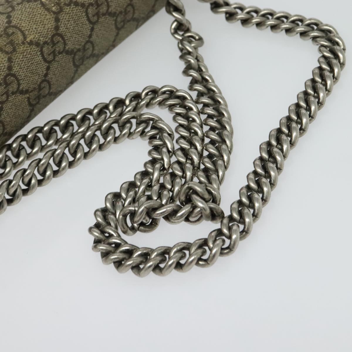 GUCCI GG Supreme Chain Dionysus Bag PVC Beige Silver 400249 Auth bs28270
