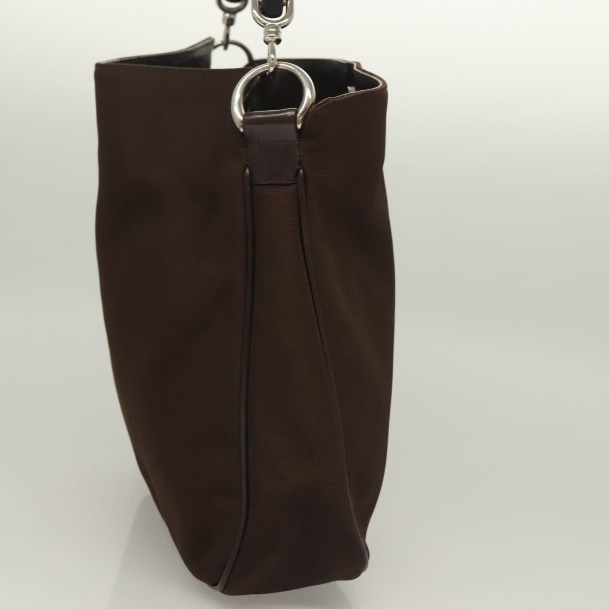 GUCCI Bamboo Hand Bag Nylon Brown Silver 001 1638 Auth bs28272