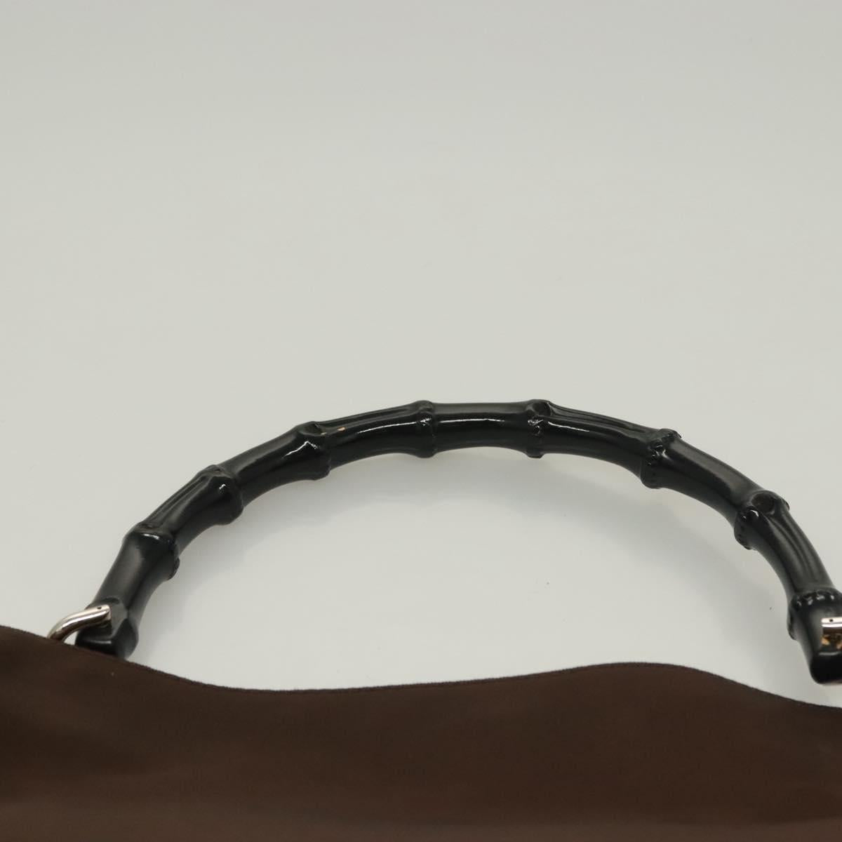 GUCCI Bamboo Hand Bag Nylon Brown Silver 001 1638 Auth bs28272