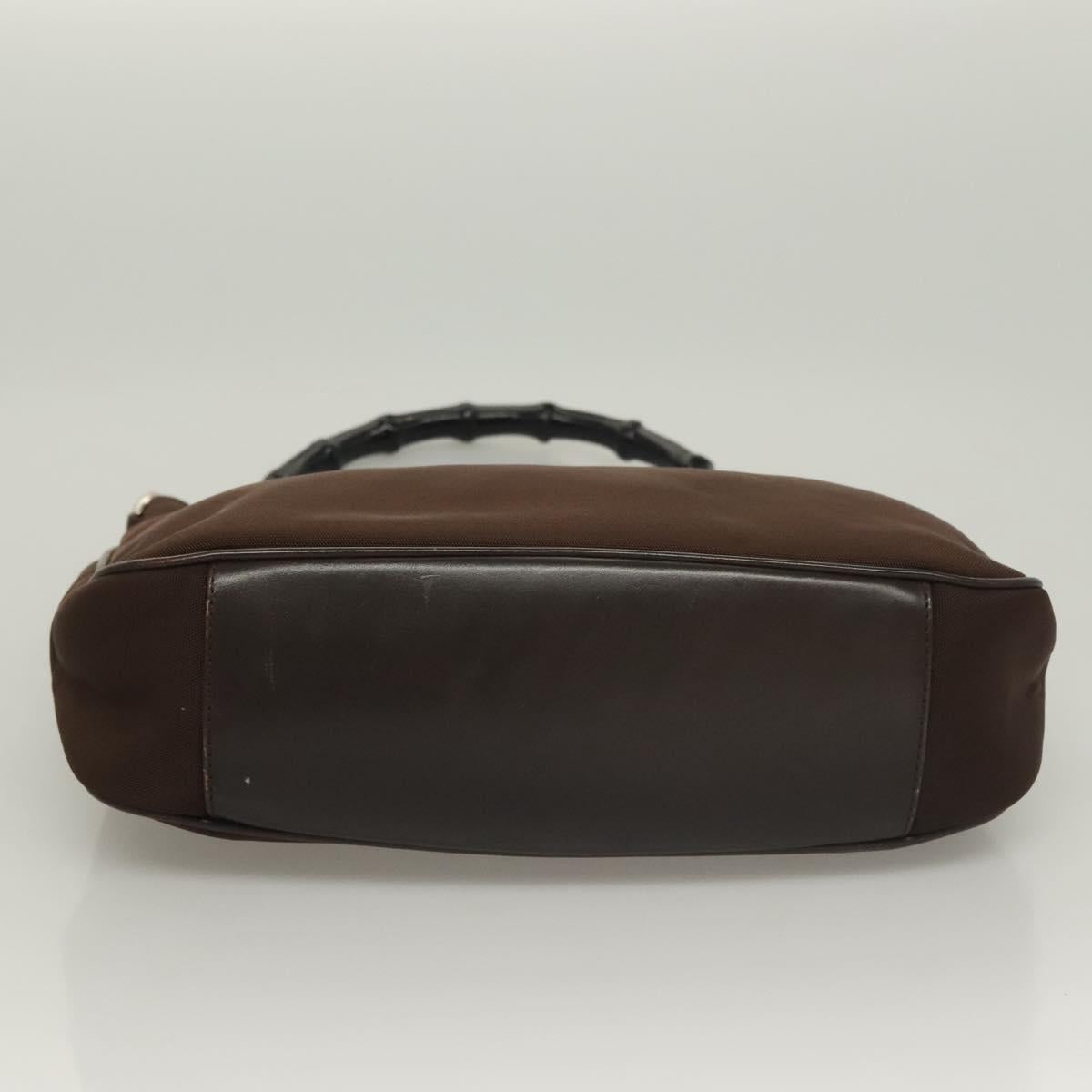 GUCCI Bamboo Hand Bag Nylon Brown Silver 001 1638 Auth bs28272