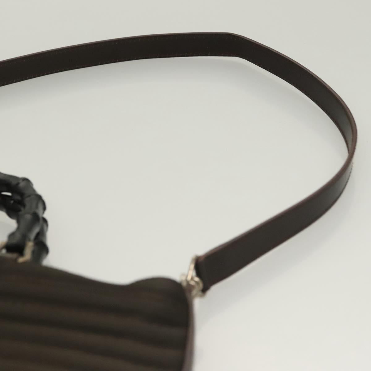 GUCCI Bamboo Hand Bag Nylon Leather 2way Brown Silver 000 1998 0588 Auth bs28273