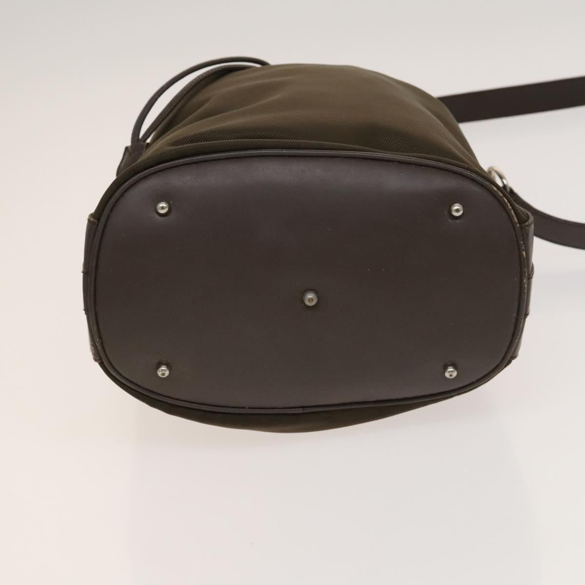 GUCCI Bamboo Hand Bag Nylon Leather 2way Brown Silver 001 2684 1657 Auth bs28274