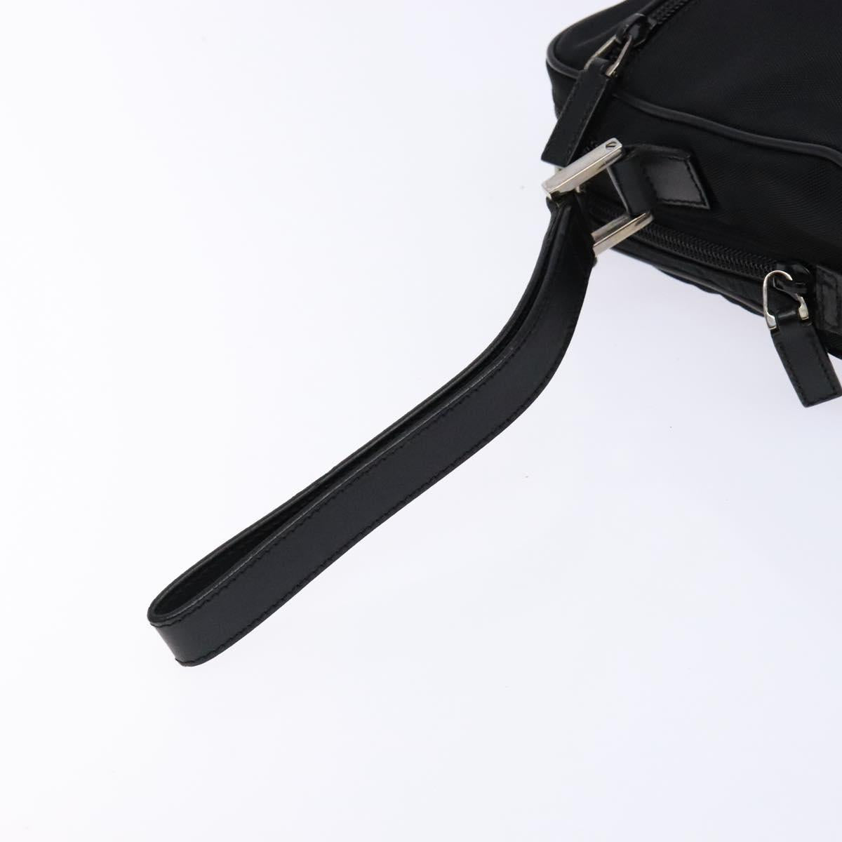 GUCCI Clutch Bag Nylon Black Silver 018 1607 Auth bs28277