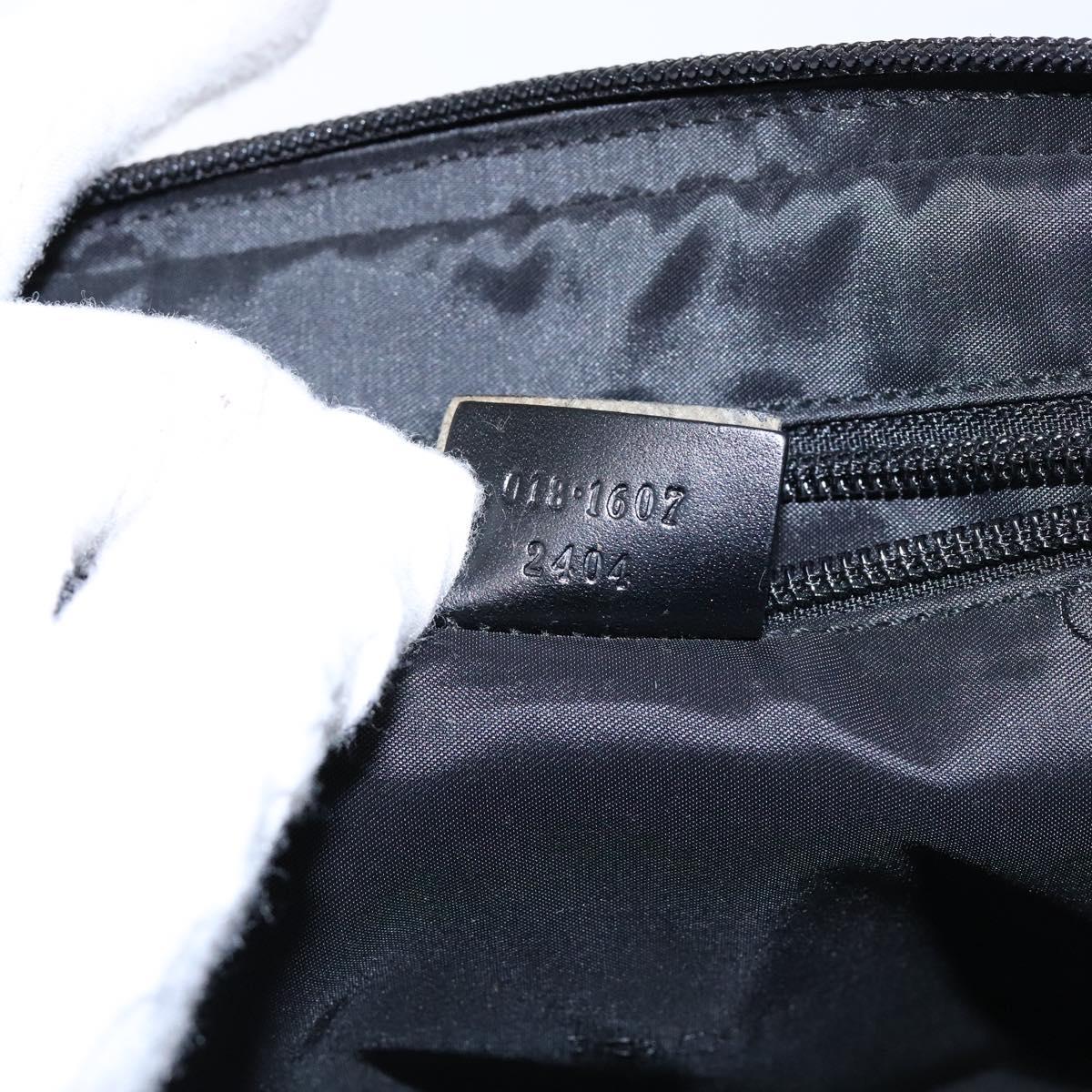 GUCCI Clutch Bag Nylon Black Silver 018 1607 Auth bs28277