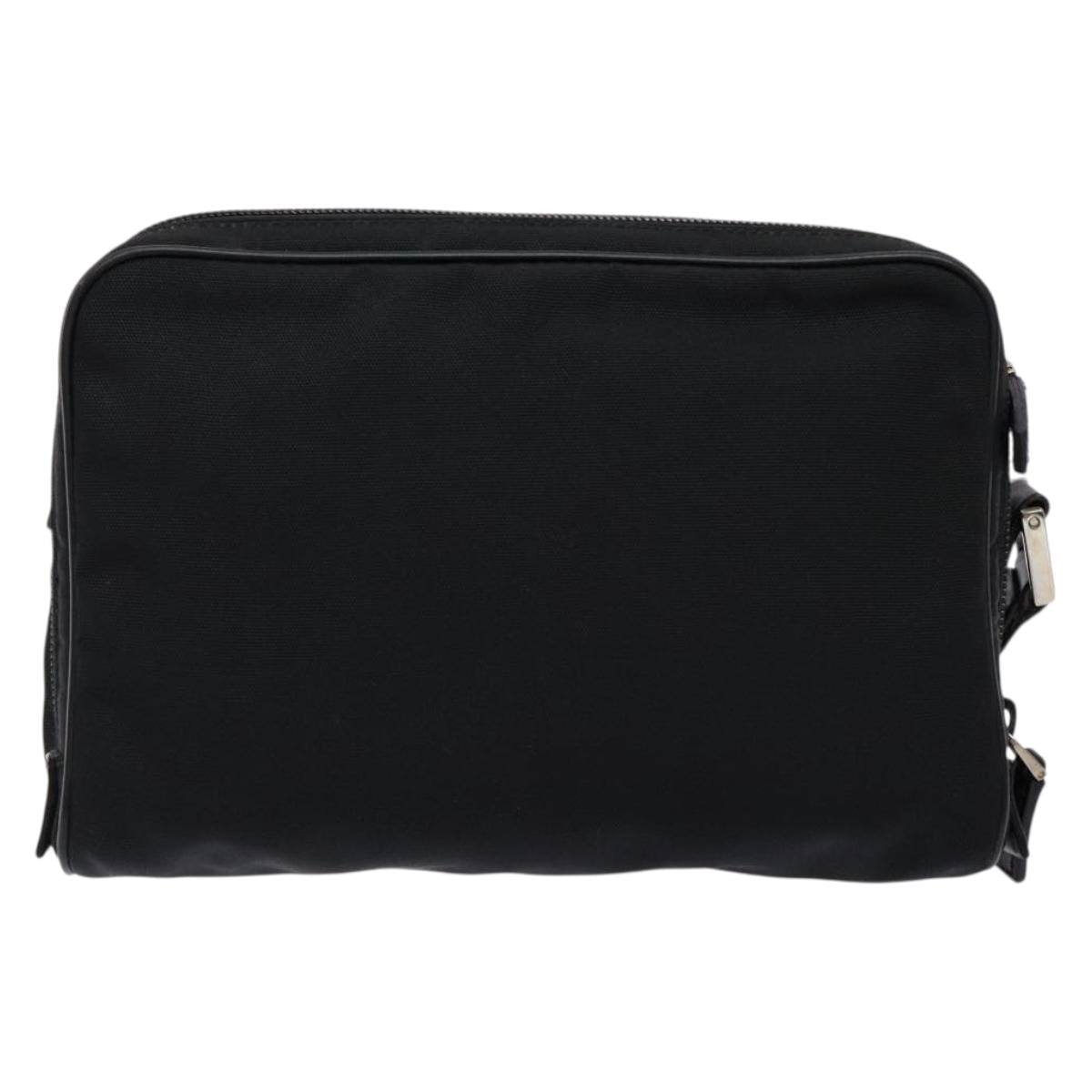 GUCCI Clutch Bag Nylon Black Silver 018 1607 Auth bs28277