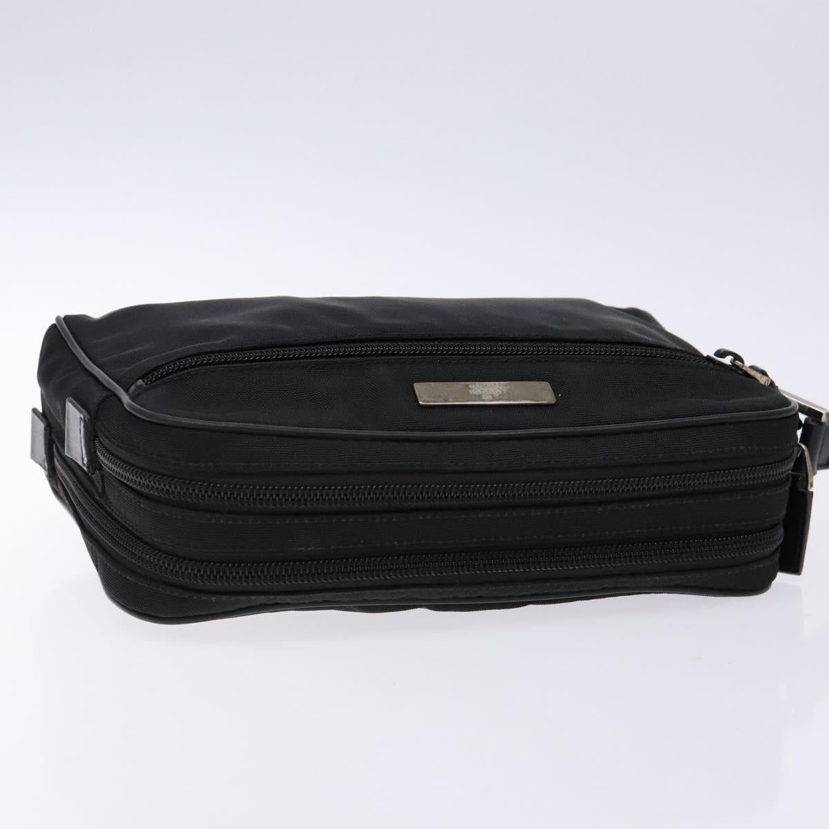 GUCCI Clutch Bag Nylon Black Silver 018 1607 Auth bs28277