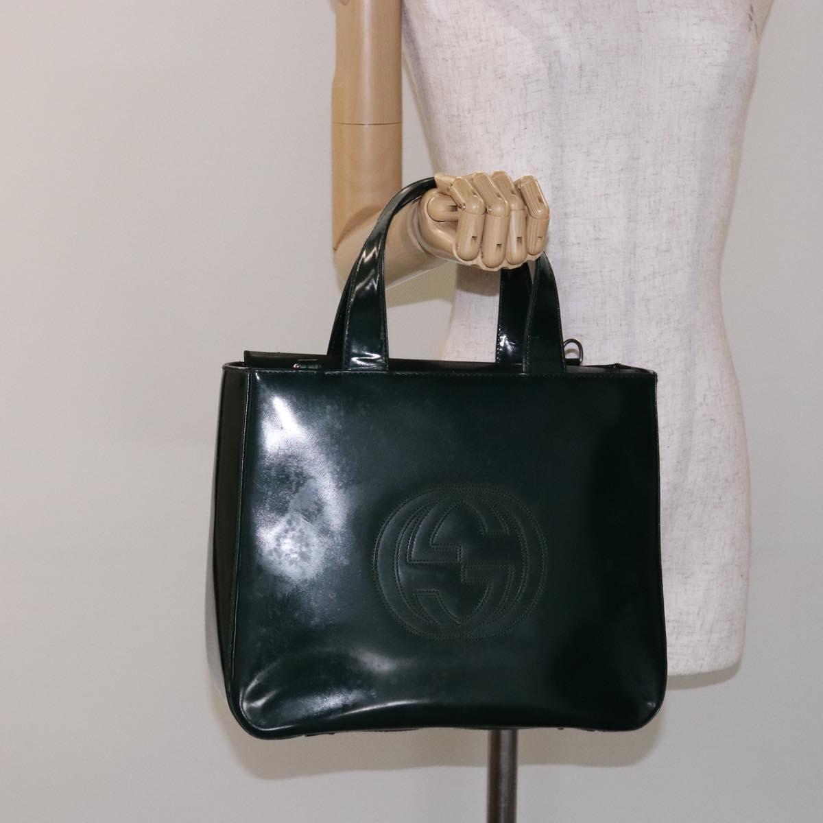 GUCCI Hand Bag Enamel Green Silver 000 1013 0504 Auth bs28278