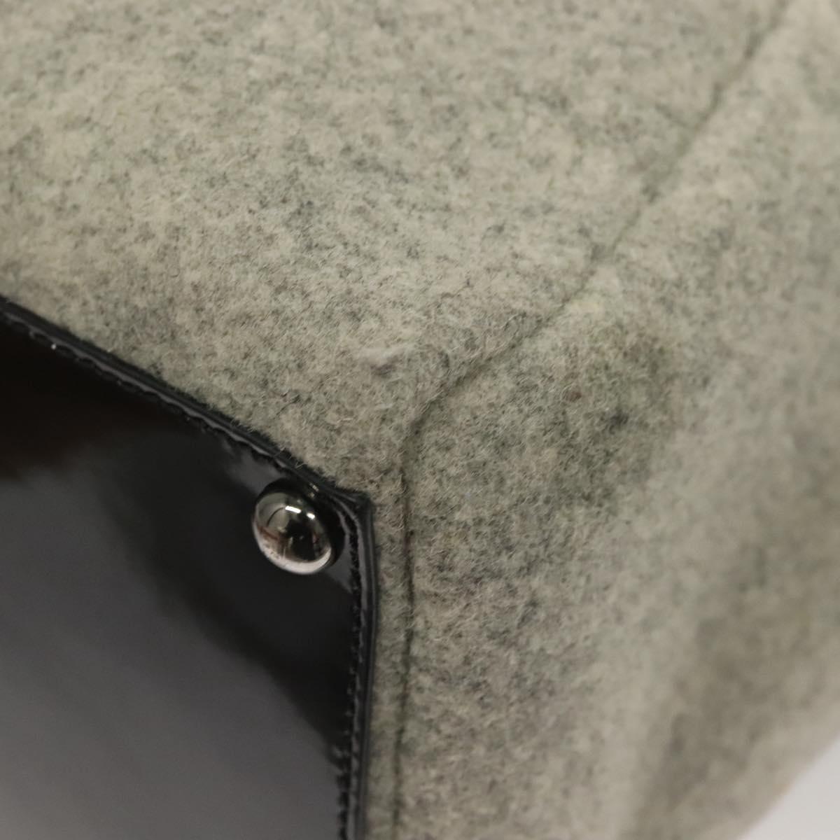 FENDI Tote Bag Wool Gray Silver Auth bs28290