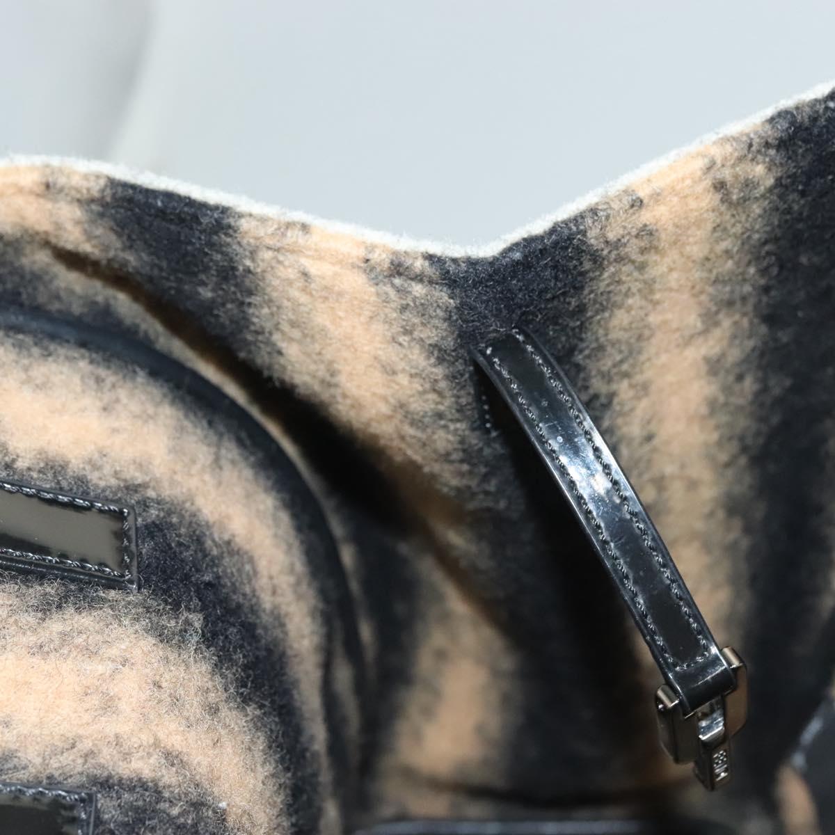 FENDI Tote Bag Wool Gray Silver Auth bs28290