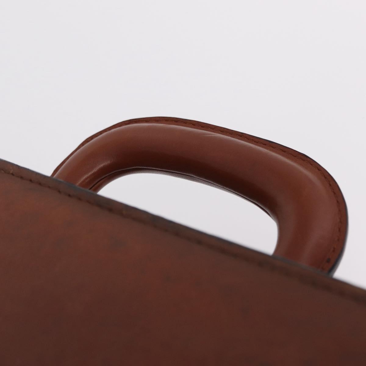 LOEWE Anagram Attache case Hand Bag Leather Black Gold Auth bs28297