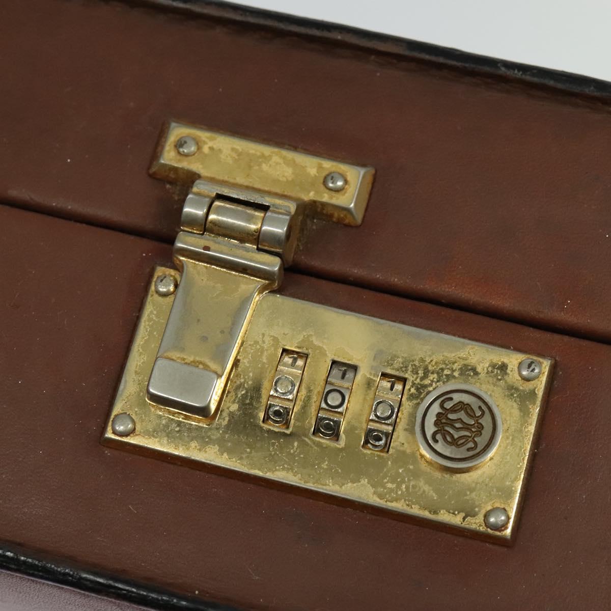 LOEWE Anagram Attache case Hand Bag Leather Black Gold Auth bs28297