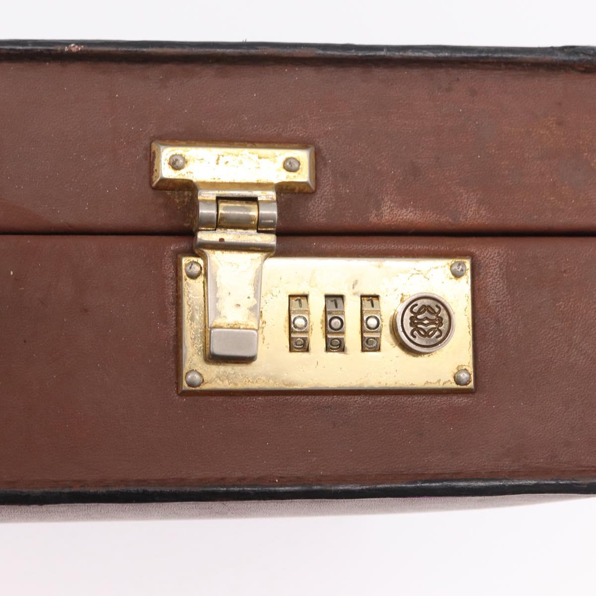LOEWE Anagram Attache case Hand Bag Leather Black Gold Auth bs28297