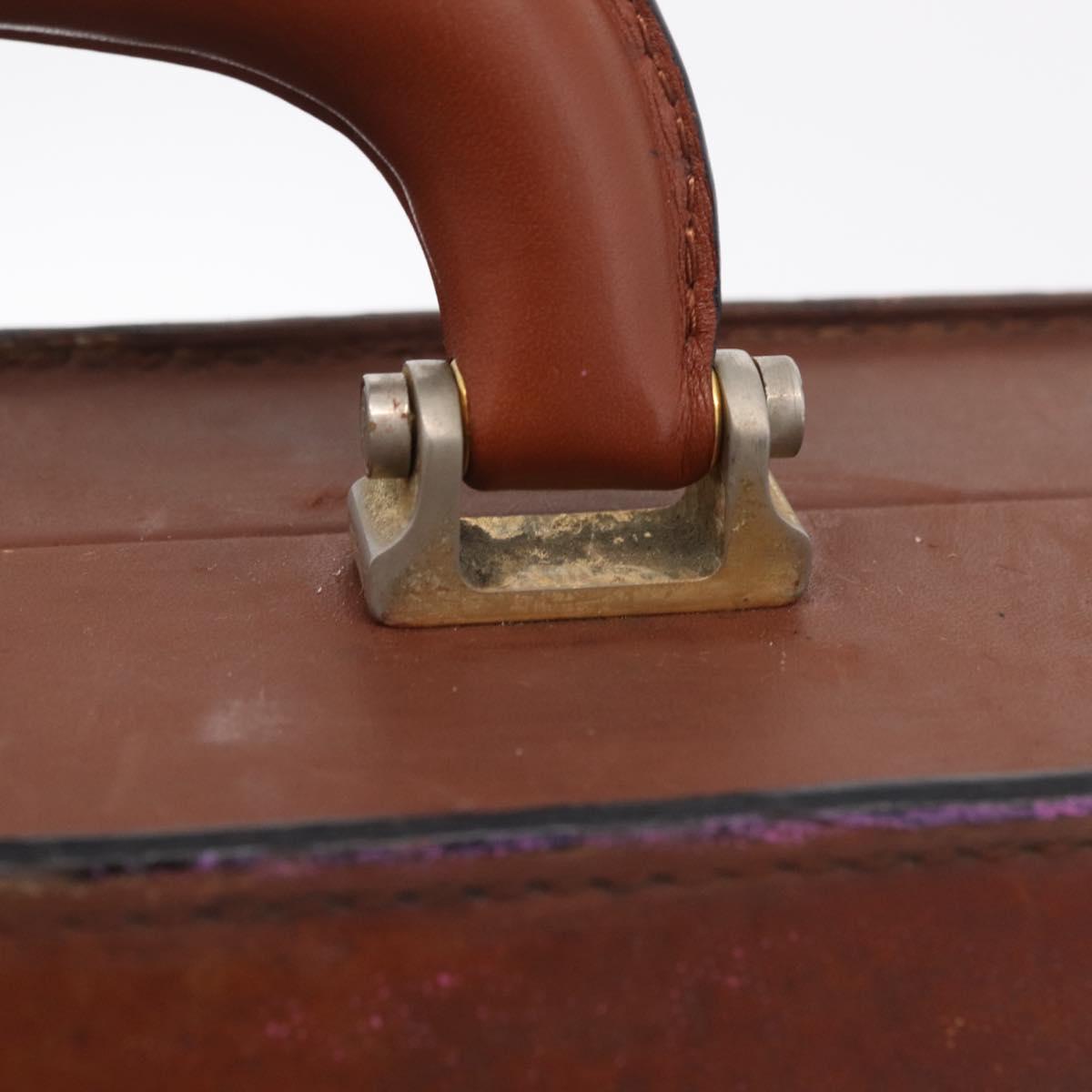 LOEWE Anagram Attache case Hand Bag Leather Black Gold Auth bs28297