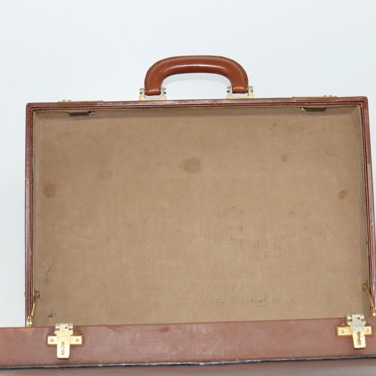 LOEWE Anagram Attache case Hand Bag Leather Black Gold Auth bs28297