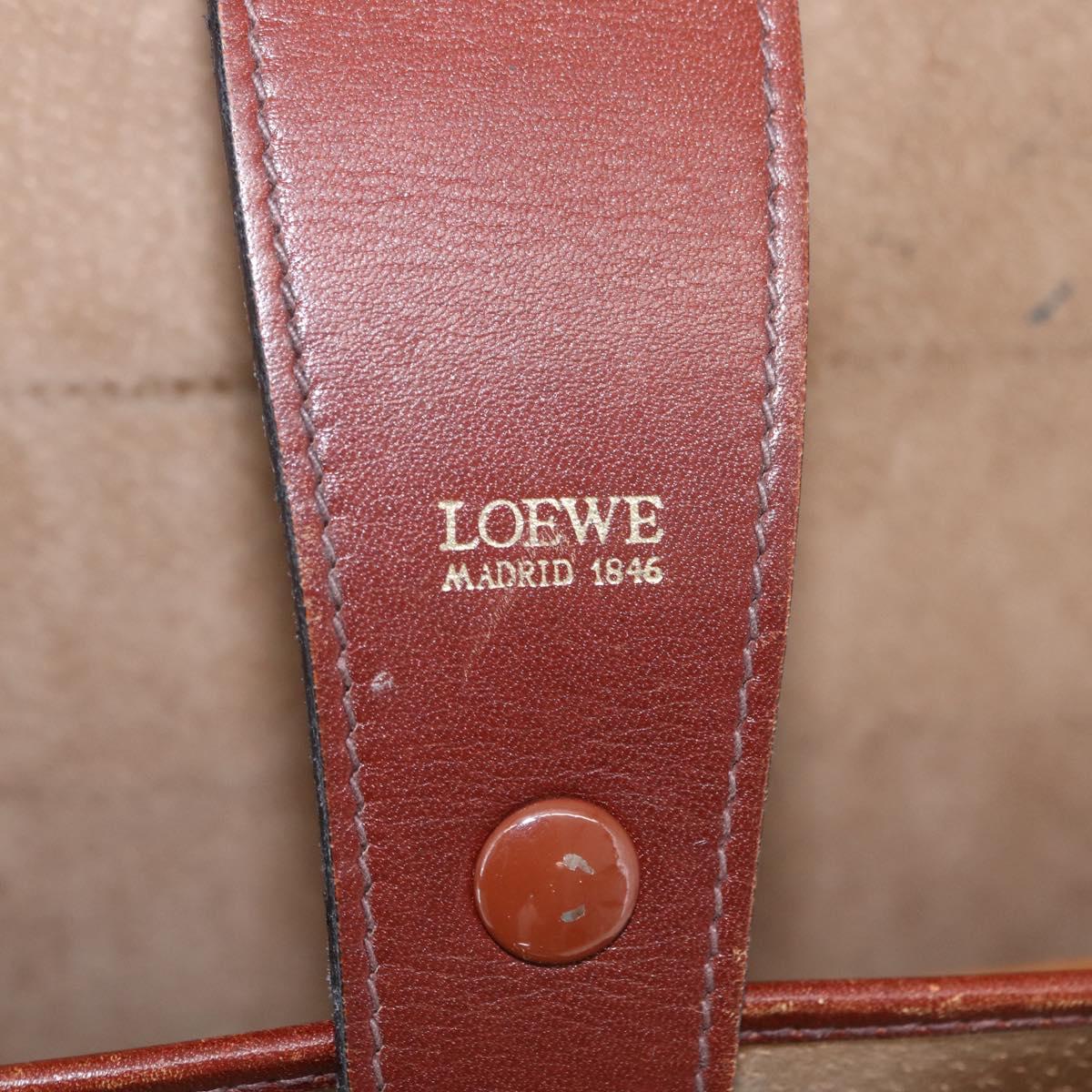 LOEWE Anagram Attache case Hand Bag Leather Black Gold Auth bs28297