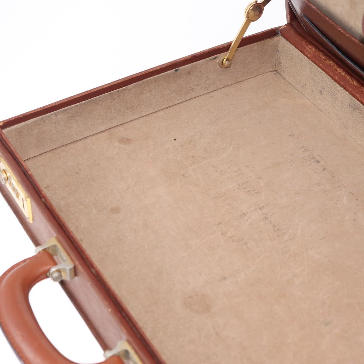 LOEWE Anagram Attache case Hand Bag Leather Black Gold Auth bs28297