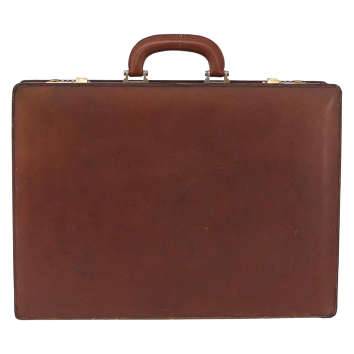 LOEWE Anagram Attache case Hand Bag Leather Black Gold Auth bs28297