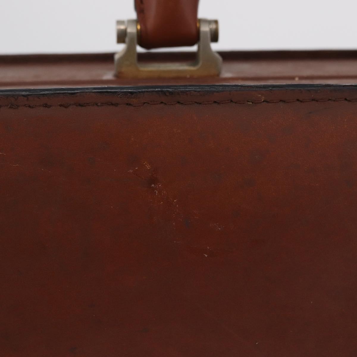 LOEWE Anagram Attache case Hand Bag Leather Black Gold Auth bs28297