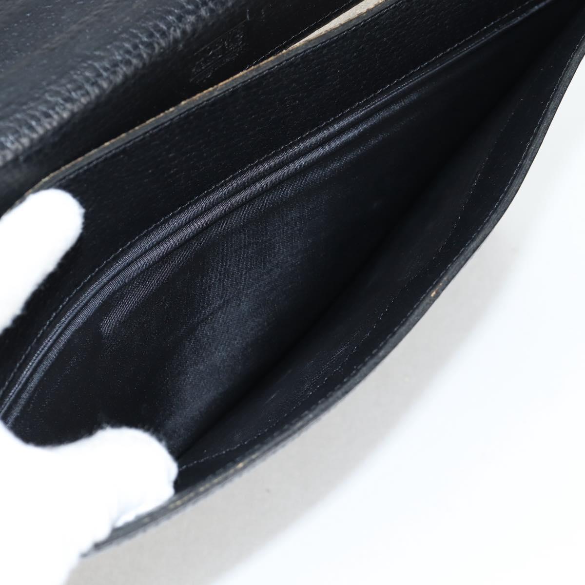 LOEWE Anagram Business Bag Leather Black Gold Auth bs28298