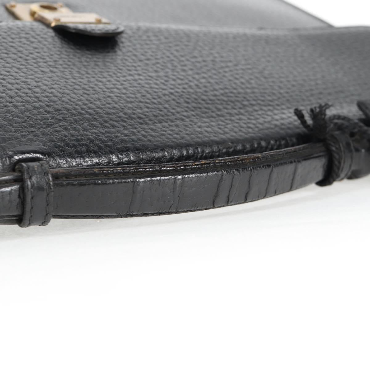 LOEWE Anagram Business Bag Leather Black Gold Auth bs28298