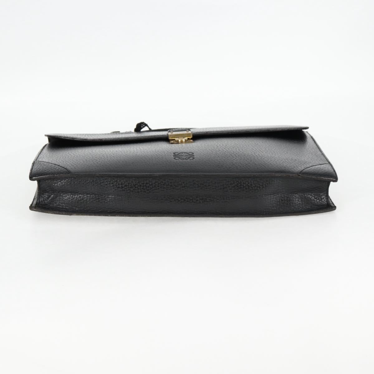 LOEWE Anagram Business Bag Leather Black Gold Auth bs28298