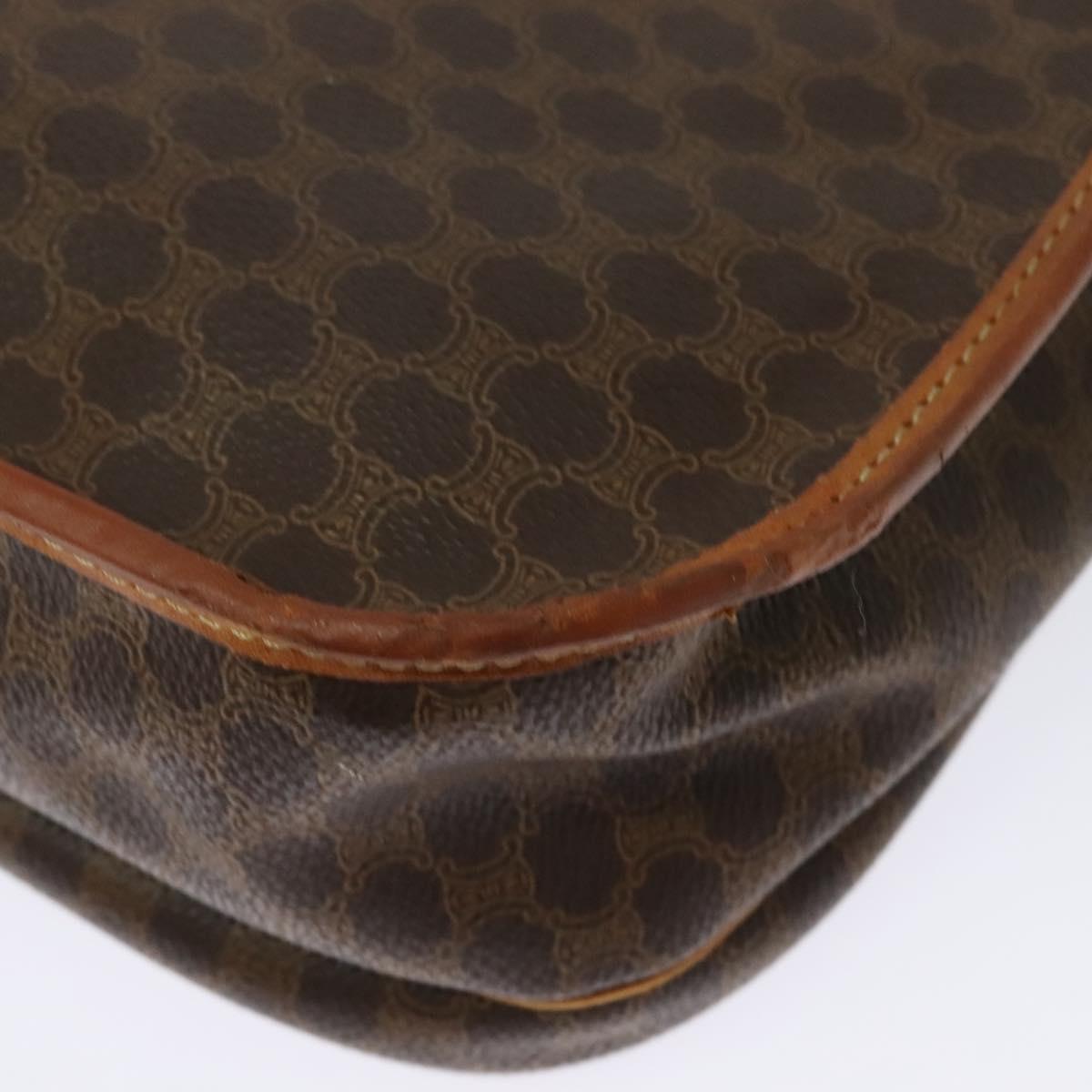 CELINE Macadam Canvas Shoulder Bag PVC Leather Brown Gold Auth bs28301