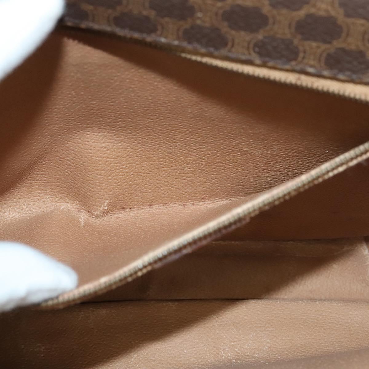 CELINE Macadam Canvas Shoulder Bag PVC Leather Brown Gold Auth bs28301
