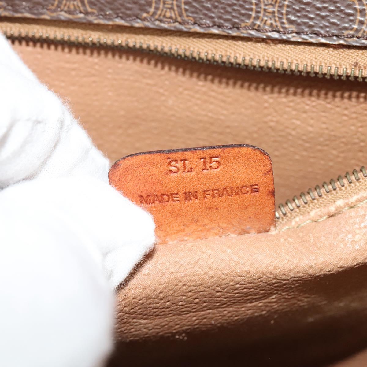 CELINE Macadam Canvas Shoulder Bag PVC Leather Brown Gold Auth bs28301