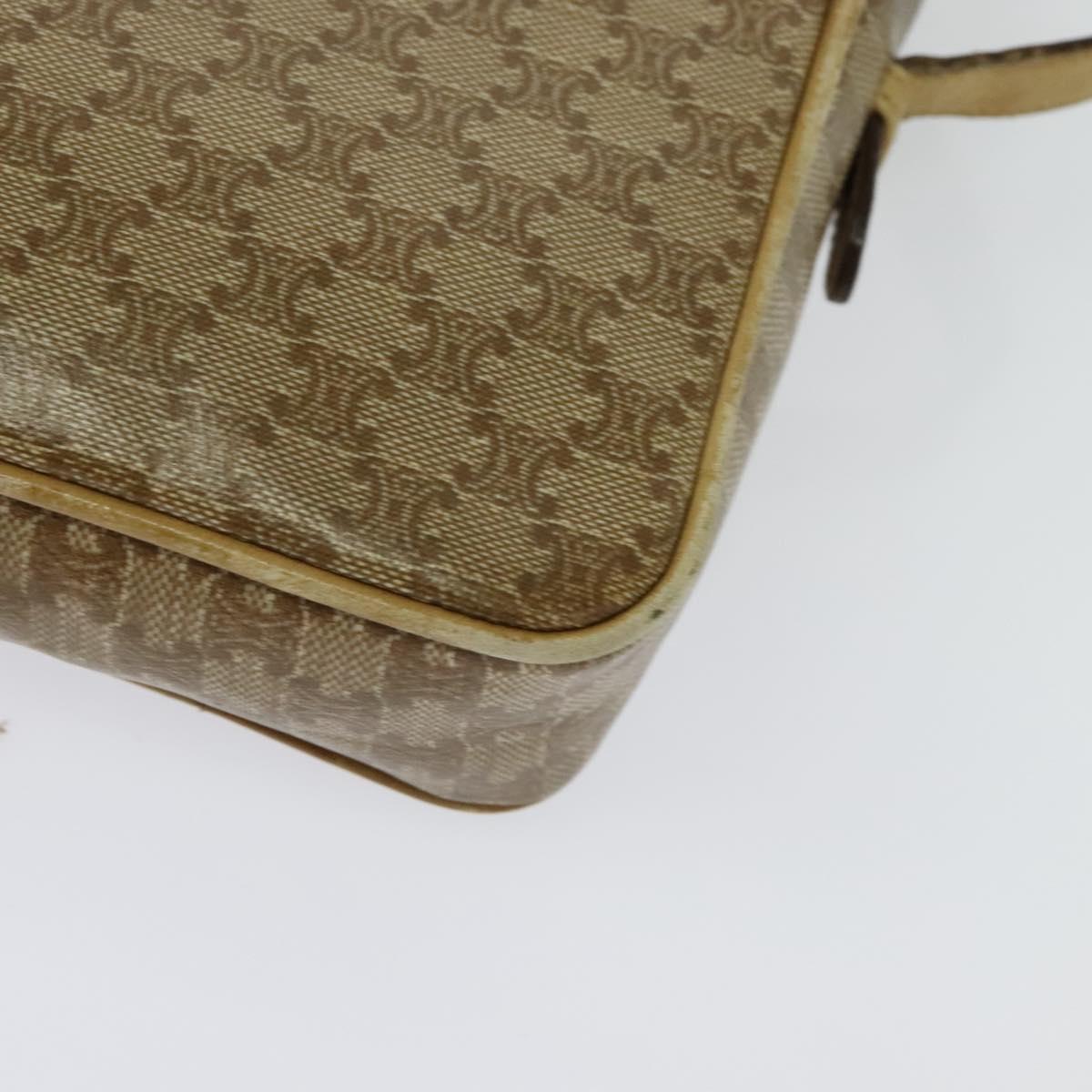 CELINE Macadam Canvas Shoulder Bag PVC Beige Gold Auth bs28302