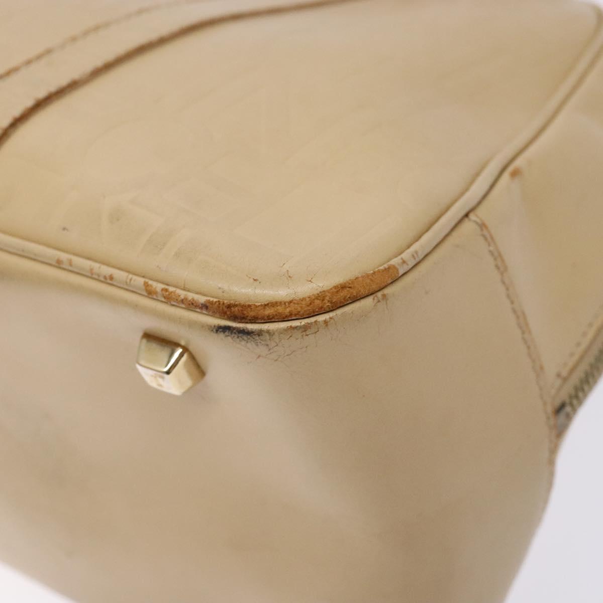 CELINE Hand Bag Leather Beige Gold Auth bs28305