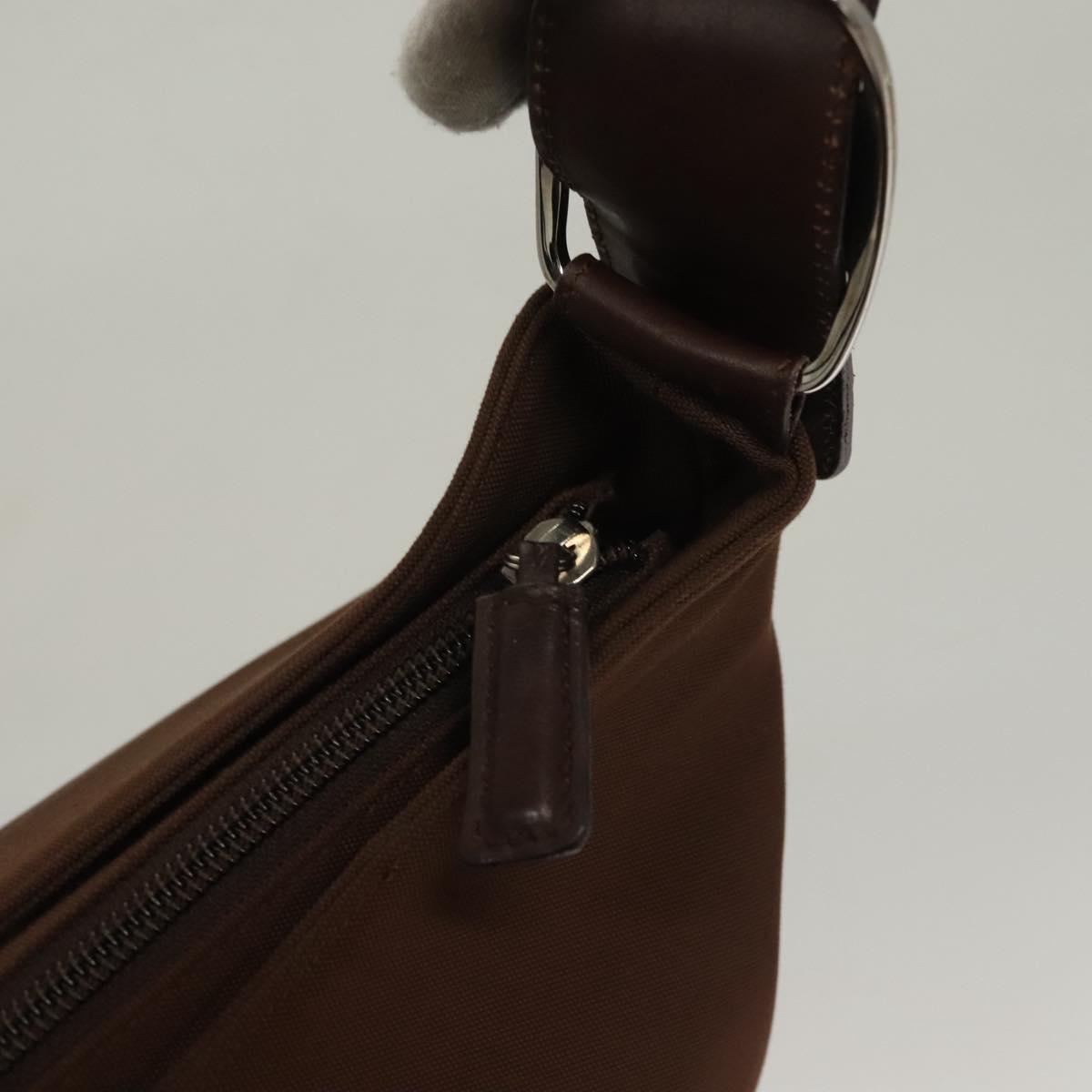 Salvatore Ferragamo Vala Shoulder Bag Canvas Brown Silver Auth bs28308