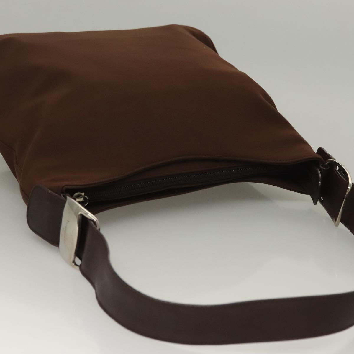 Salvatore Ferragamo Vala Shoulder Bag Canvas Brown Silver Auth bs28308