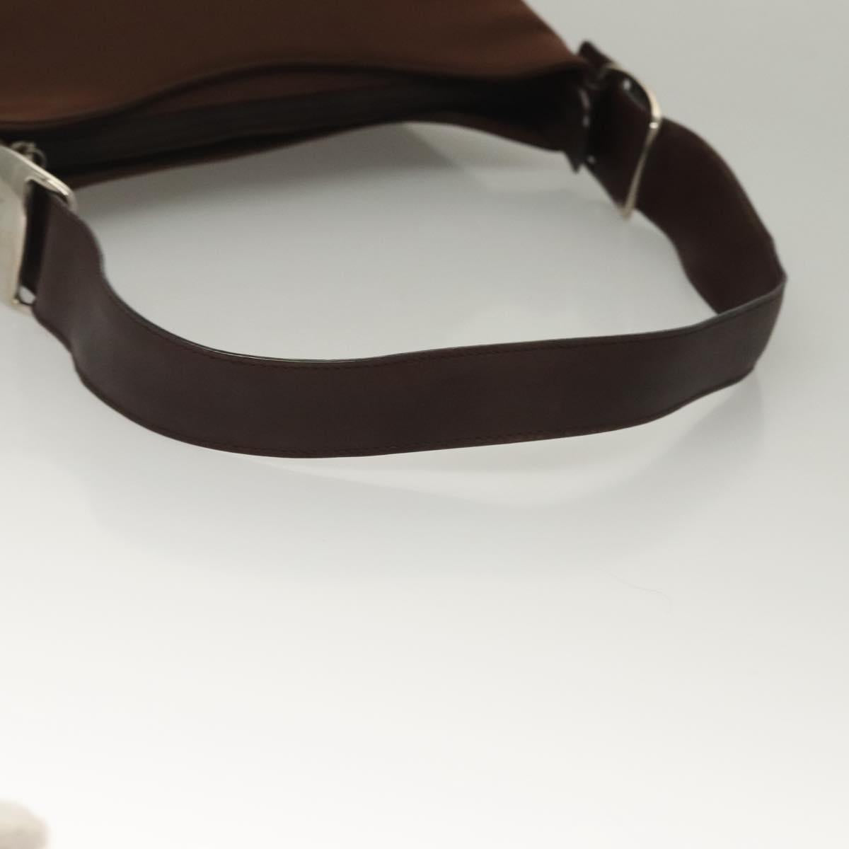 Salvatore Ferragamo Vala Shoulder Bag Canvas Brown Silver Auth bs28308