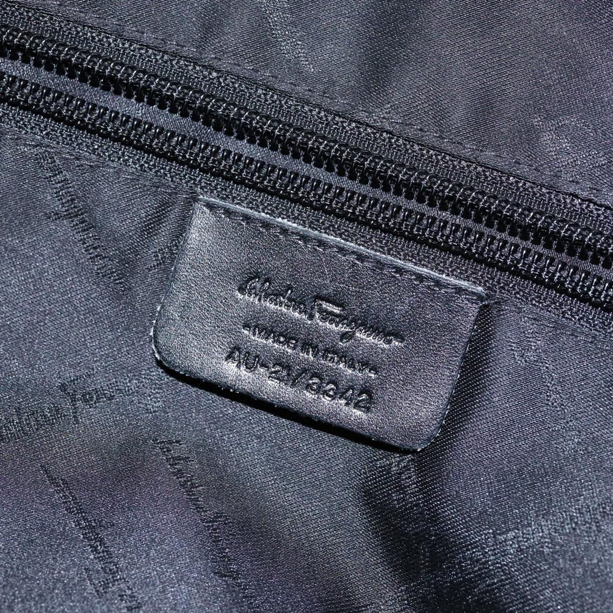 Salvatore Ferragamo Shoulder Bag Canvas Brown Silver Auth bs28312