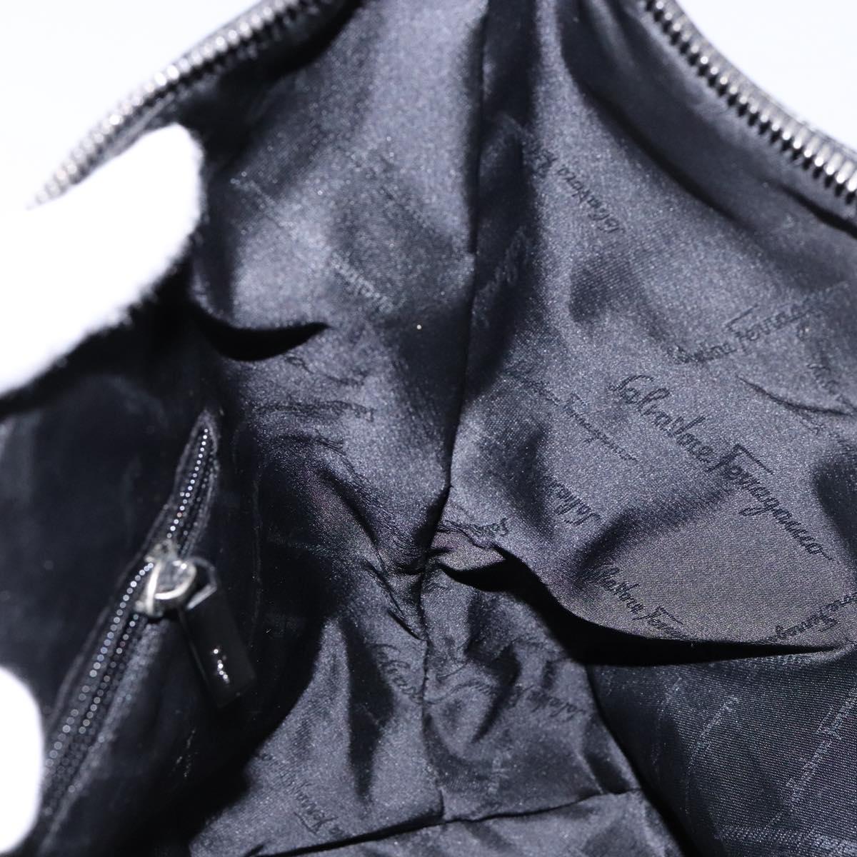 Salvatore Ferragamo Shoulder Bag Canvas Brown Silver Auth bs28312