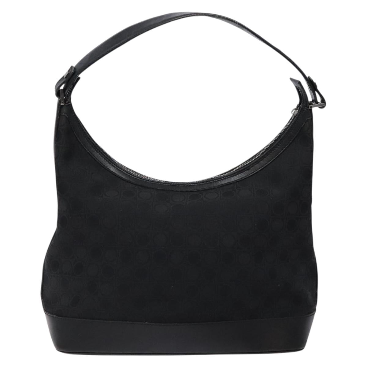 Salvatore Ferragamo Shoulder Bag Canvas Brown Silver Auth bs28312