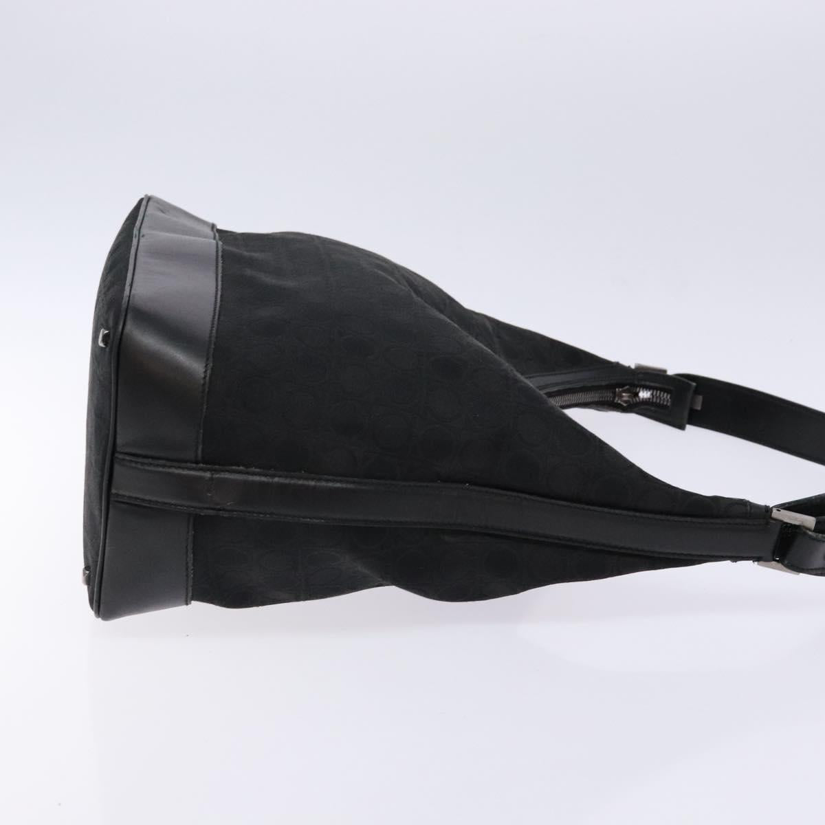 Salvatore Ferragamo Shoulder Bag Canvas Brown Silver Auth bs28312