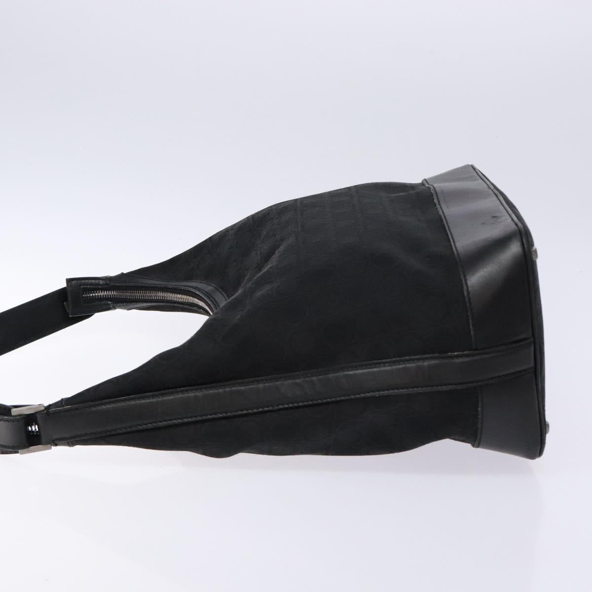 Salvatore Ferragamo Shoulder Bag Canvas Brown Silver Auth bs28312