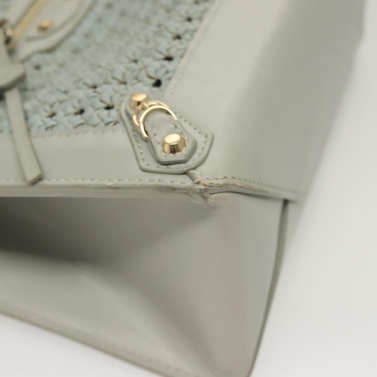 BALENCIAGA Hand Bag Leather 2way Gray Gold Auth bs28318