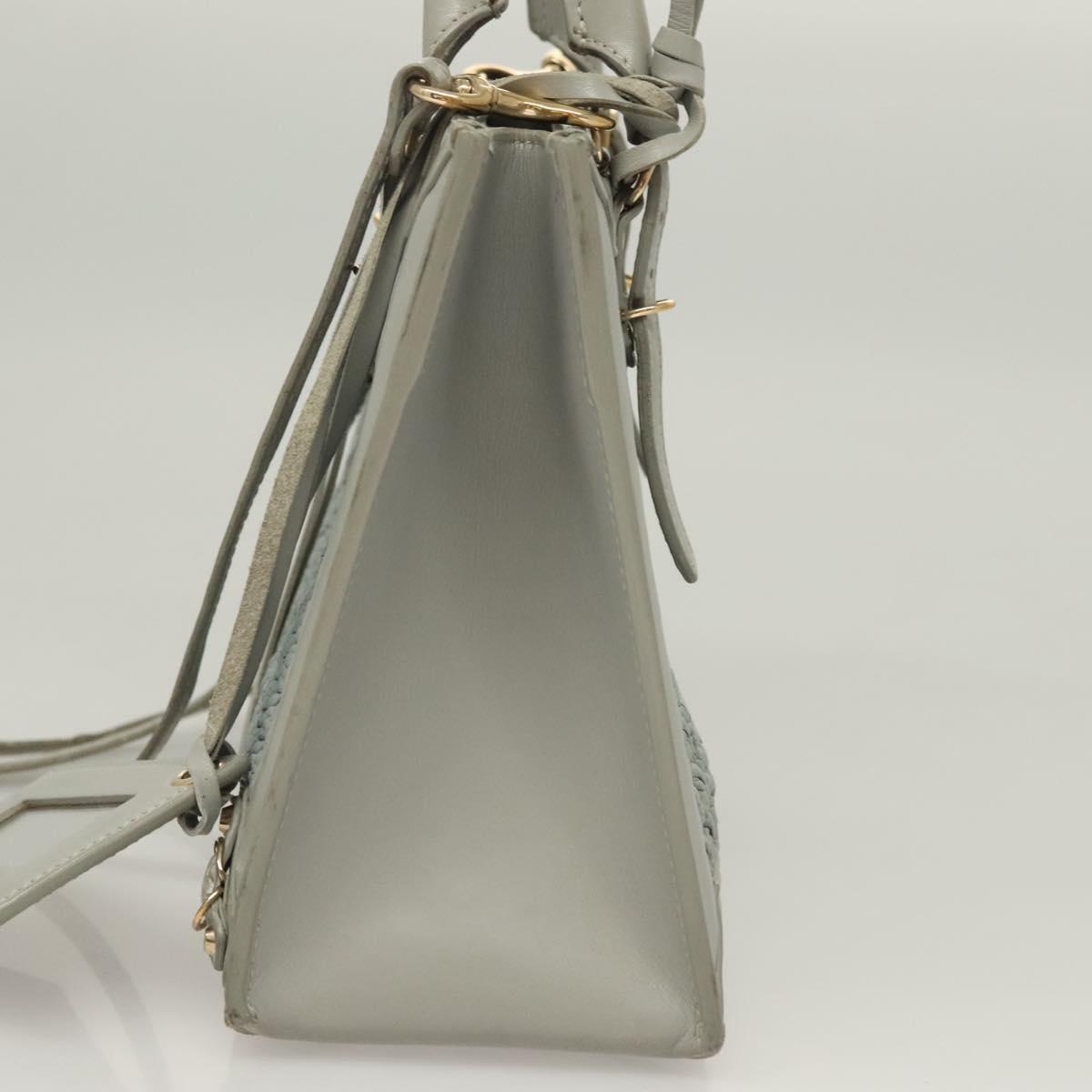 BALENCIAGA Hand Bag Leather 2way Gray Gold Auth bs28318