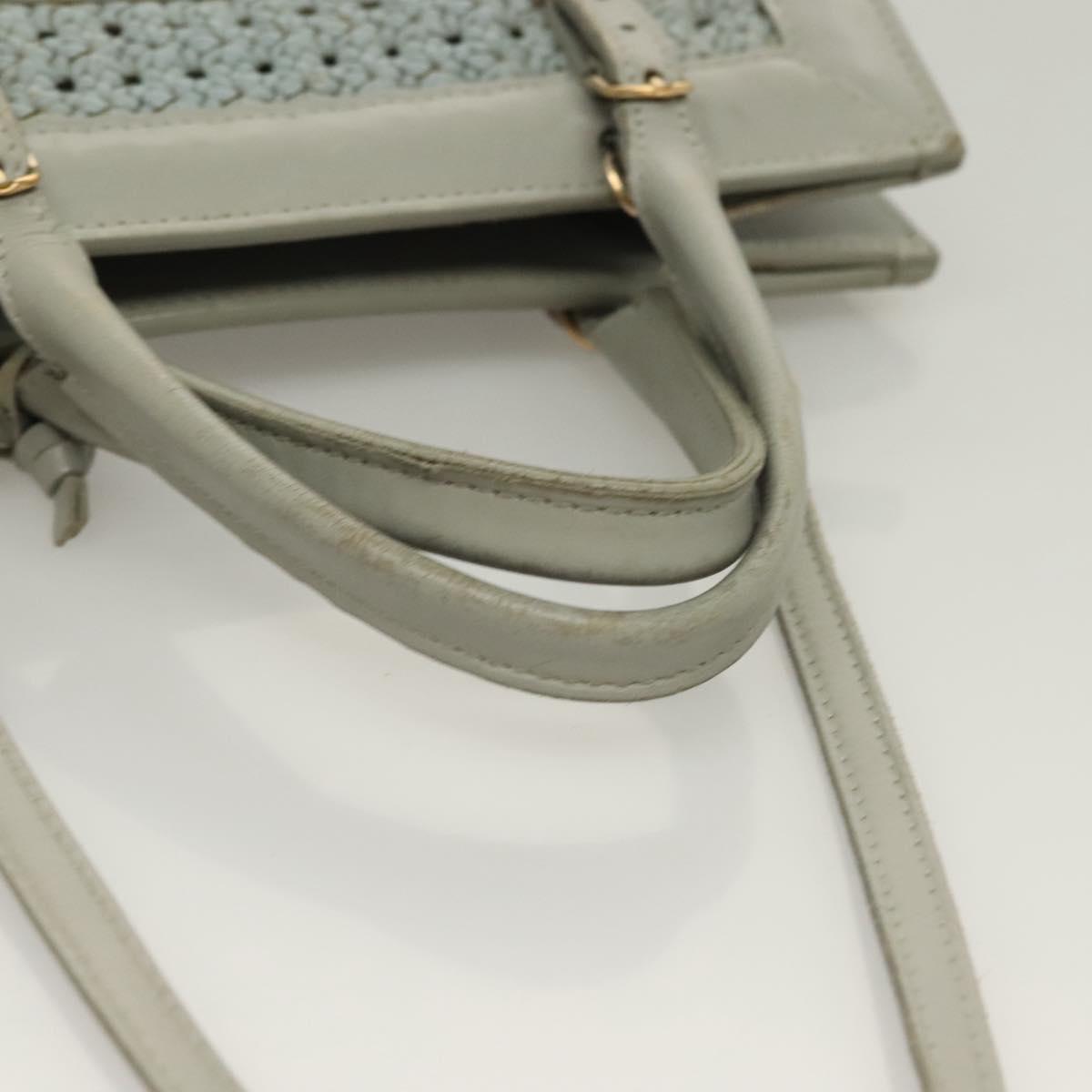 BALENCIAGA Hand Bag Leather 2way Gray Gold Auth bs28318