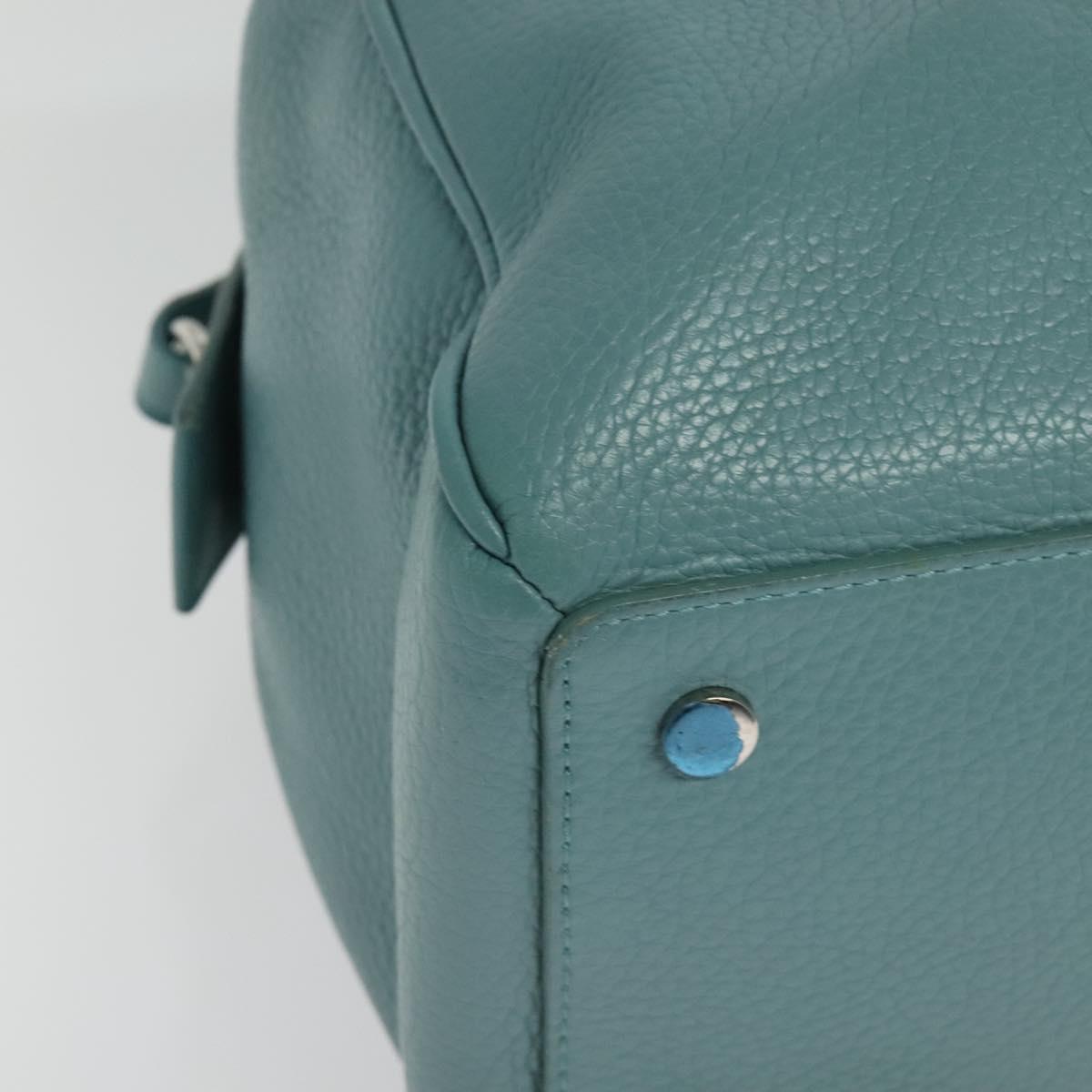 BALENCIAGA Hand Bag Leather 2way Blue Silver Auth bs28319